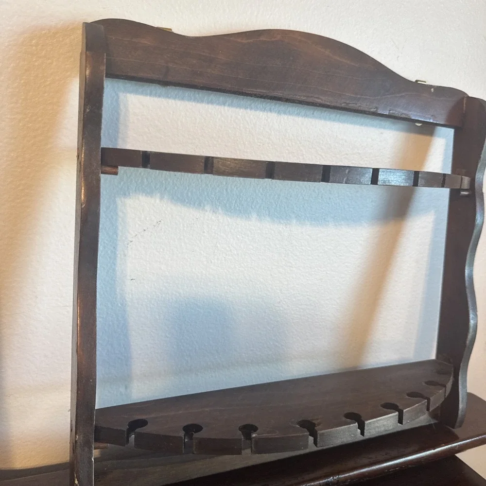 Vintage Wooden Spoon Rack 18 Slots Wall‑Mounted Display Holder, Collapsible